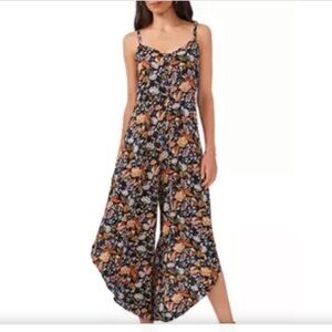 Women's Sleeveless Sweetheart Neck Floral Printed Jumpsuit